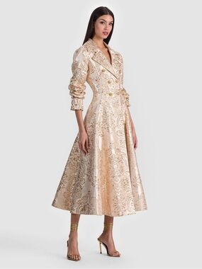ELLIE TRENCH COAT WITH MIXED JACQUARD
